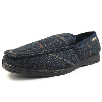 Lazy Dogz Mens Eisenhower Tweed Slippers - Navy