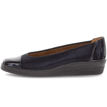 Womens Gabor 06.402 Navy Suede Sparkle Wedge Shoes - Navy