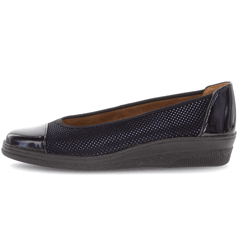 Womens Gabor 06.402 Navy Suede Sparkle Wedge Shoes - Navy