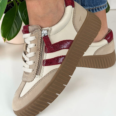 Womens Tamaris Comfort 83729 Side Zip Trainers - Beige