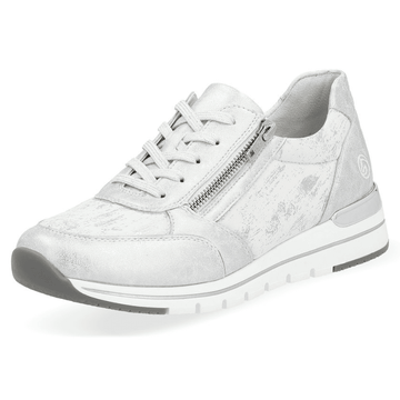 Womens Remonte R6700 Silver Print Wedge Trainers - White