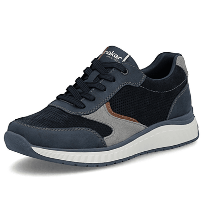 Mens Rieker B0606 Navy Wedge Side Zip Mesh Trainers - Navy