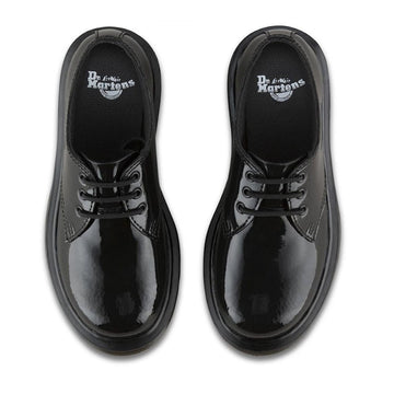 Dr Martens Junior Everley Black Patent Lace Up Shoe - Black