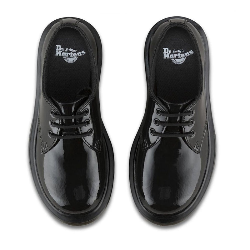 Dr Martens Junior Everley Black Patent Lace Up Shoe - Black