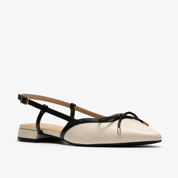 Womens Clarks Sensa15 Bow Cream Leather Sling Pumps - Cream Leather