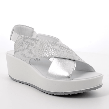 Womens Igi & Co Wedge Crossover Sandals - Silver Snake