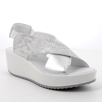 Womens Igi & Co Wedge Crossover Sandals - Silver Snake