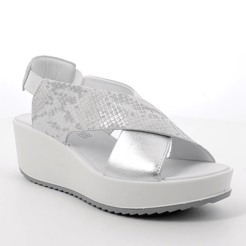 Womens Igi & Co Wedge Crossover Sandals - Silver Snake