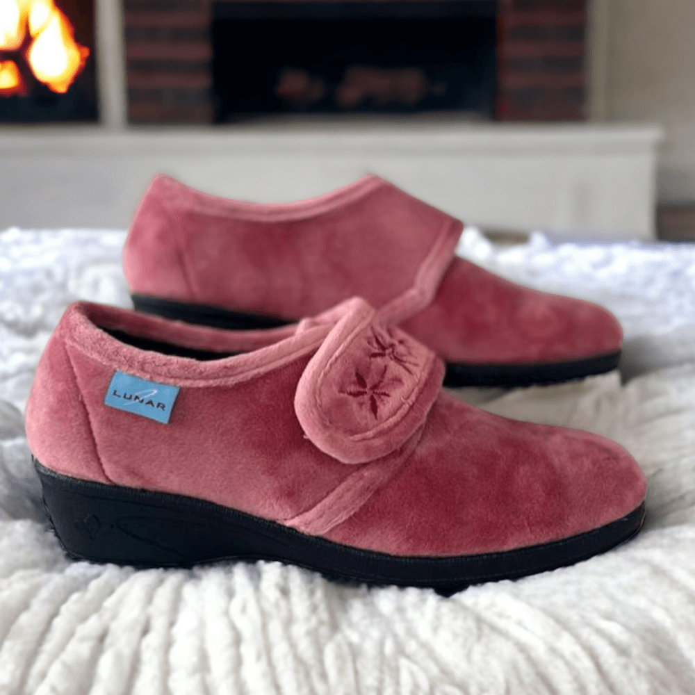 Womens Lunar Paula II Velcro Strap Wedge Slippers