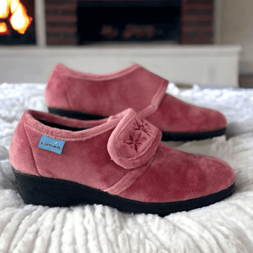 Womens Lunar Paula II Velcro Strap Wedge Slippers - Heather - Pink