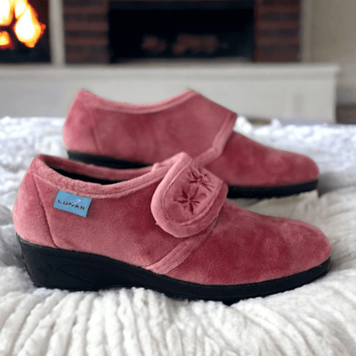 Womens Lunar Paula II Velcro Strap Wedge Slippers - Heather - Pink
