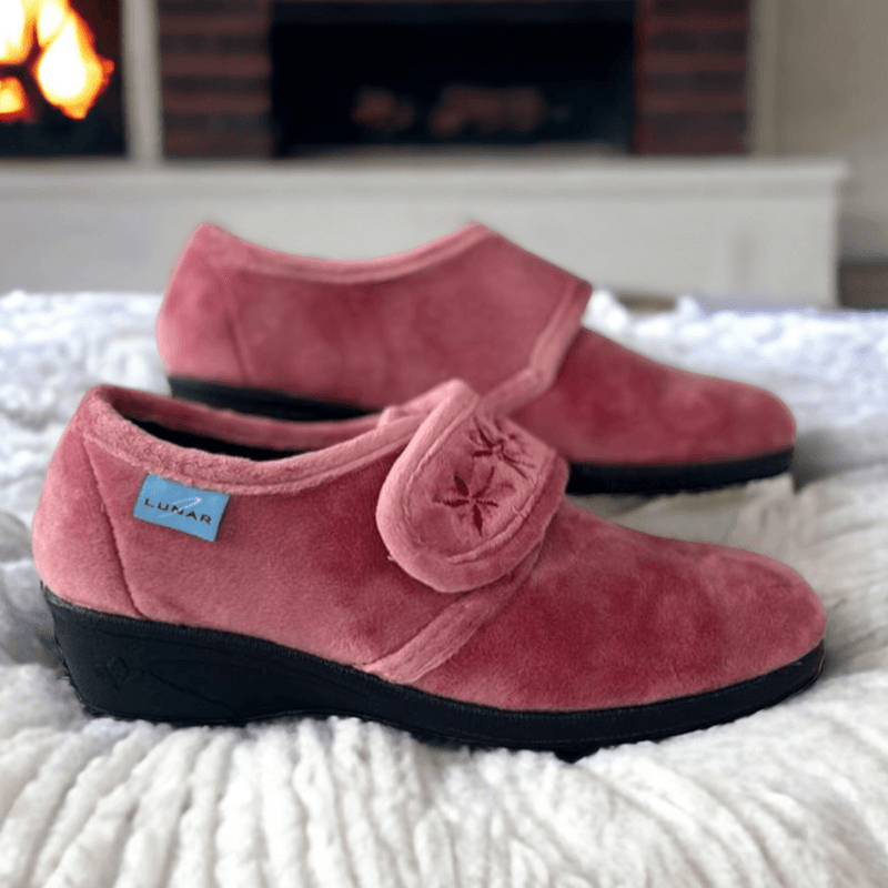 Womens Lunar Paula II Velcro Strap Wedge Slippers - Heather - Pink