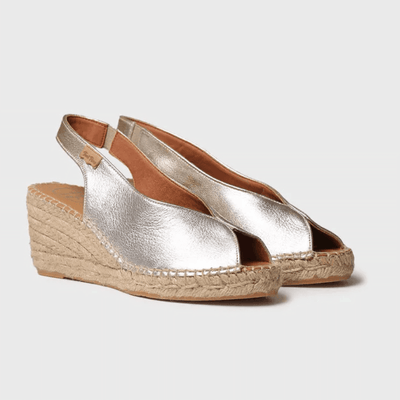 Womens Toni Pons Laila Open Toe Slingback Espadrilles - Platinum