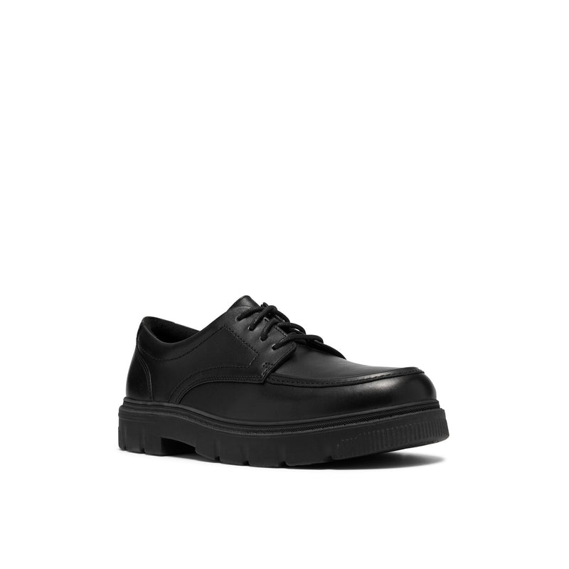 Boys Clarks Lorcam Lane Youth Black School Shoes - Black