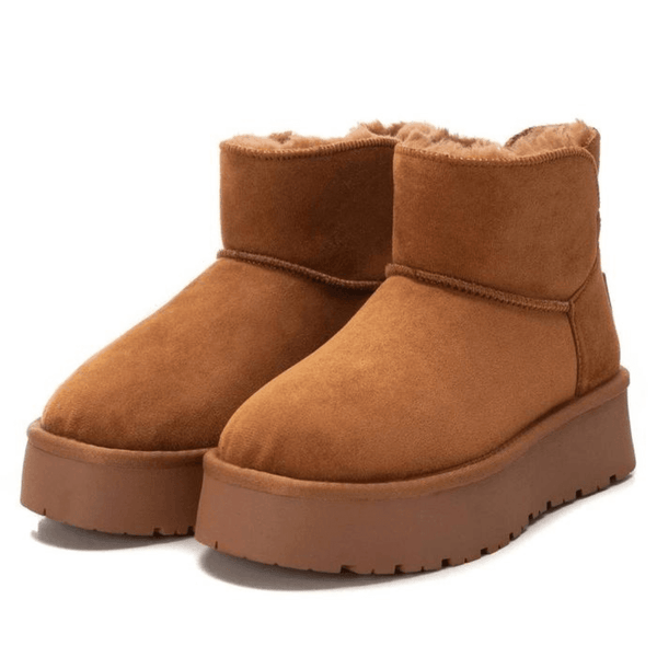 Womens Xti 142197 Camel Tan Platform Sole Ankle Boots - Camel