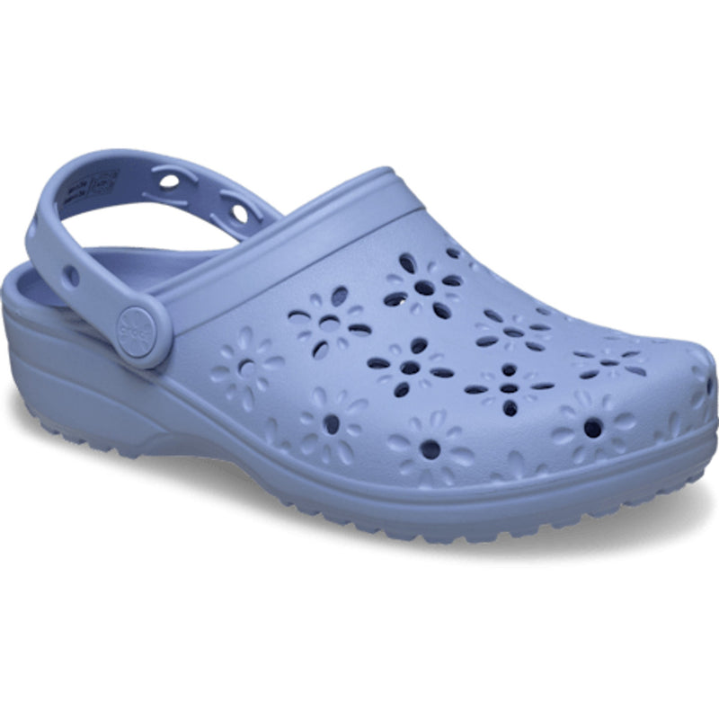 Womens Crocs Classic Floral Cut Out Clogs - Blue Haze
