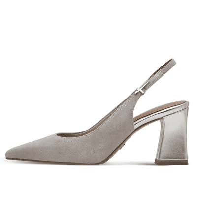 Womens Tamaris 29633 Slingback Block Heels - Taupe