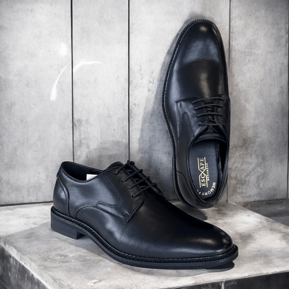 Mens Escape Gotthand Black Leather Smart Lace Up Shoes
