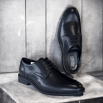 Mens Escape Gotthand Black Leather Smart Lace Up Shoes - Black