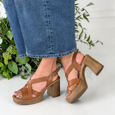Womens Oh! My Sandals 5938 Tan Heeled Sandals - Tan
