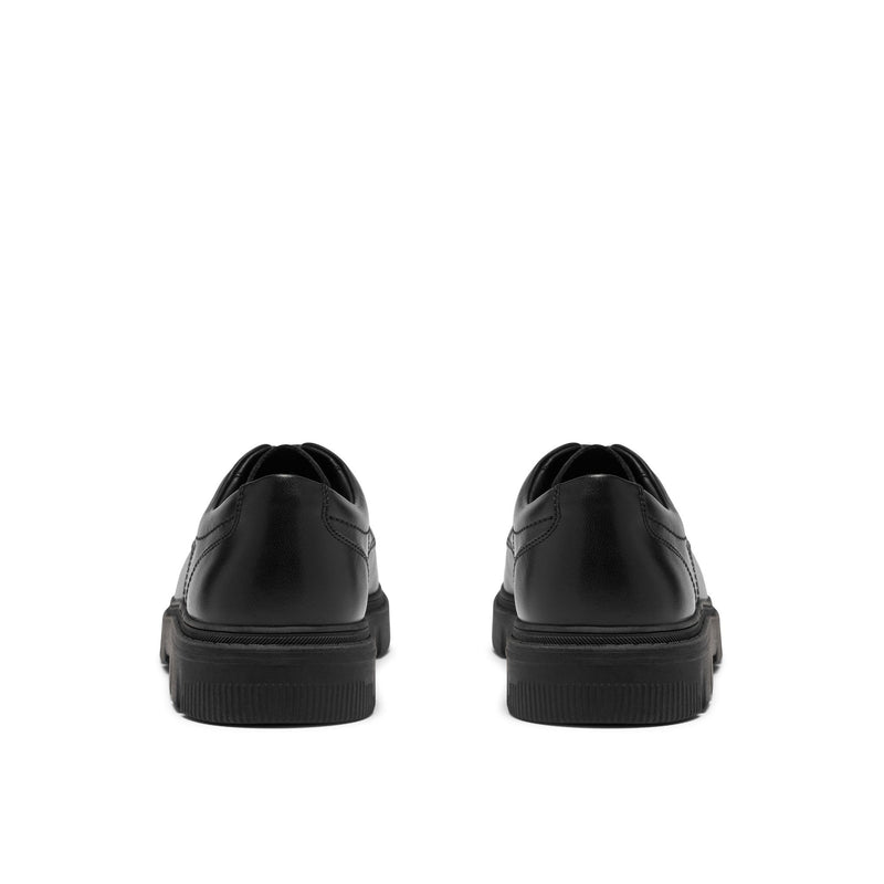 Boys Clarks Lorcam Lane Youth Black School Shoes - Black