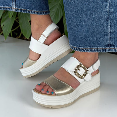 Womens Igi & Co 1164522 White Wedge Sandals - White