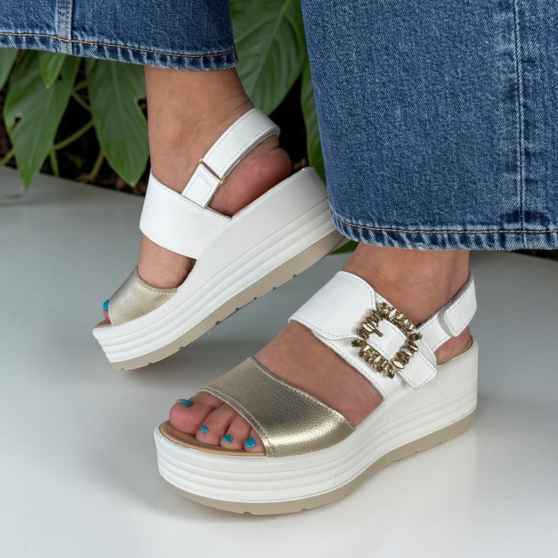 Womens Igi & Co 1164522 White Wedge Sandals - White
