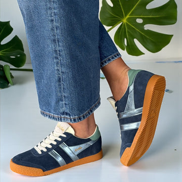 Womens Gola Elan Glitz Suede Trainers - Navy