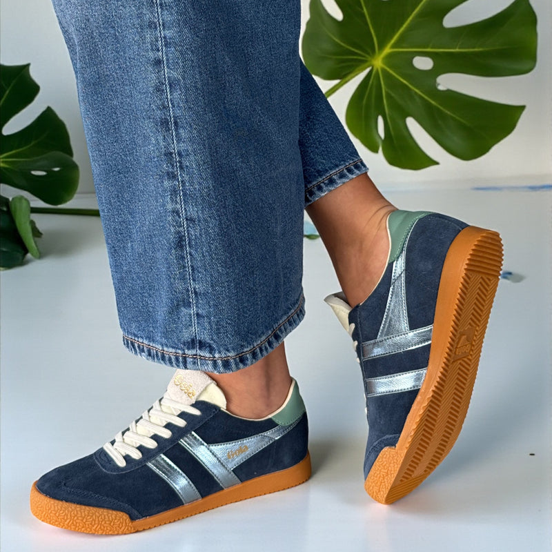Womens Gola Elan Glitz Suede Trainers - Navy
