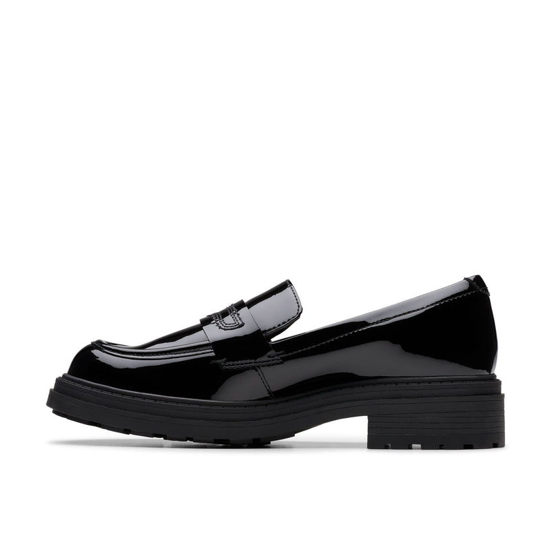 Girls Clarks Orinoco3 Edge School Shoes - Black Patent