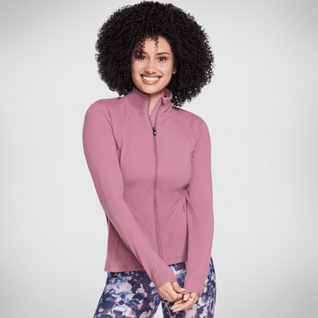 Womens Skechers Ladies Zip Up Mesh Jacket - Dark Mauve