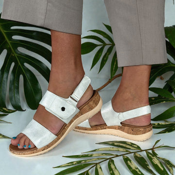 Lunar Riley Velcro Strap Sandals - Silver