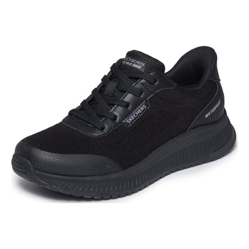 Womens Skechers 117744 Bobs Sport Squad 4 - Essential Look Waterproof Slip-Ins Trainers - Black