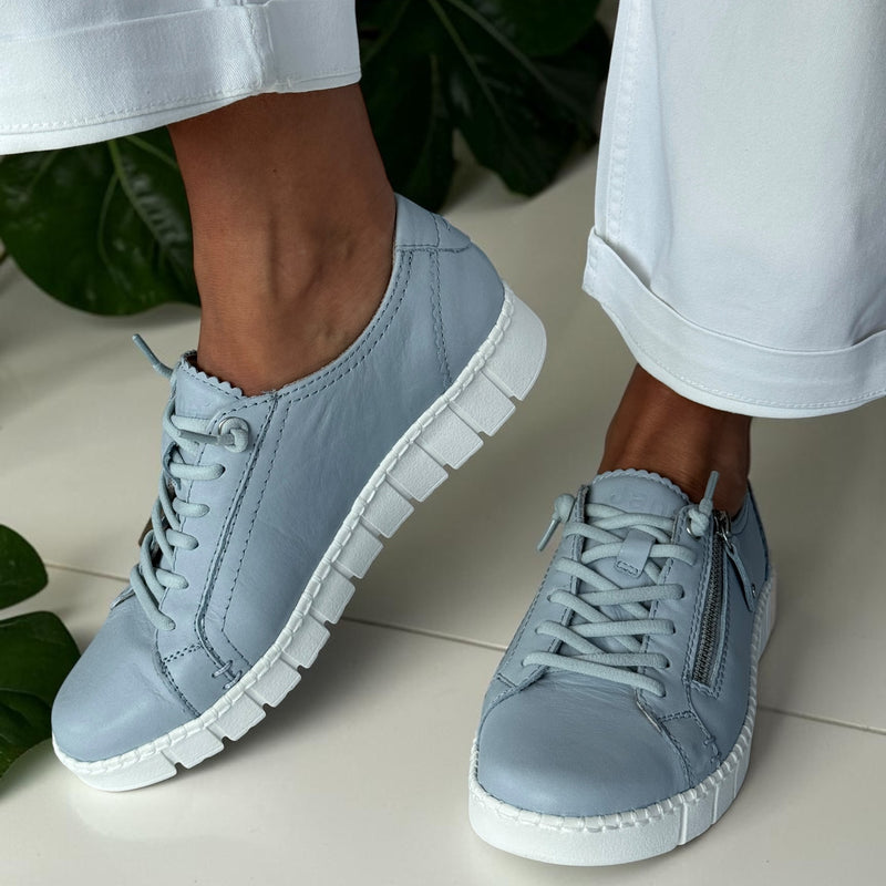 Womens Jana 23704 Side Zip Chunky Trainers - Light Blue