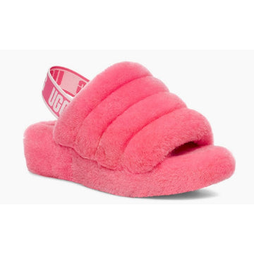 Womens Ugg Ladies Fluff Yeah Pink Logo Slide Sippers - Pink