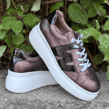 Womens Wonders A-2660 Bronze and Black Platform Elasticated Trainers - Bronze