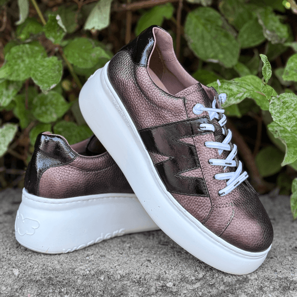 Womens Wonders A-2660 Bronze and Black Platform Elasticated Trainers - Bronze