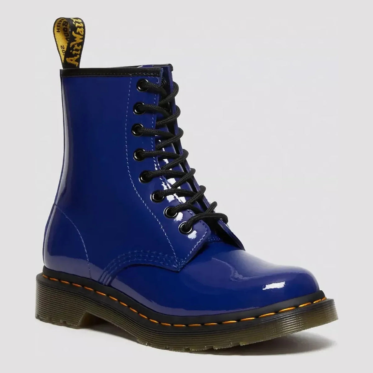Unisex Dr. Martens 1460 Patent Lamper Atom Blue Leather Ankle Boots