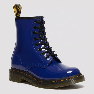 Unisex Dr. Martens 1460 Patent Lamper Atom Blue Leather Ankle Boots - Atom Blue