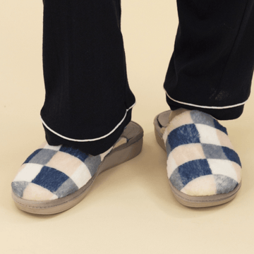 Womens Lunar Yasmina Check Mule Slippers - Blue
