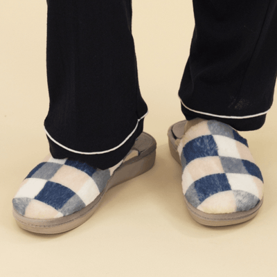 Womens Lunar Yasmina Check Mule Slippers - Blue