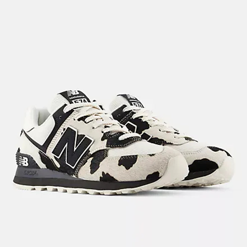 Womens New Balance W574 Black with Linen Trainers - Black with Linen
