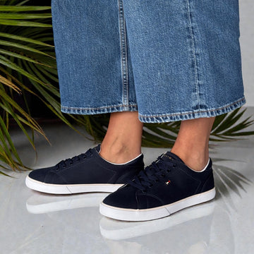 Womens Tommy Hilfiger Space Blue Low Profile Canvas Trainers - Space Blue