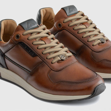 Mens Ambitious SLOW Classic Cognac Trainers - Cognac