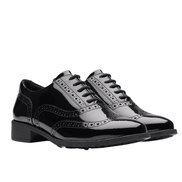 Clarks Havisham Oak Senior Girls School Shoe - Black Patent