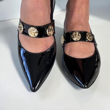 Womens Emis 7963 Mary Jane Court Shoes - Black Patent