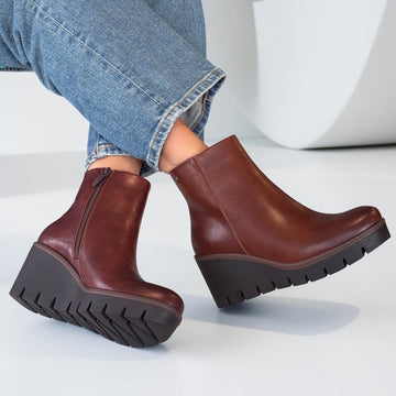 Womens Susst Buddy26 Wedge Ankle Boots - Cognac