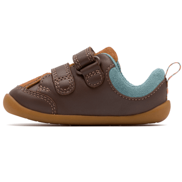 Infant Boys Clarks Roamer Eden Chestnut Brown Bear 2 Strap Pre Walker Shoes - Chestnut