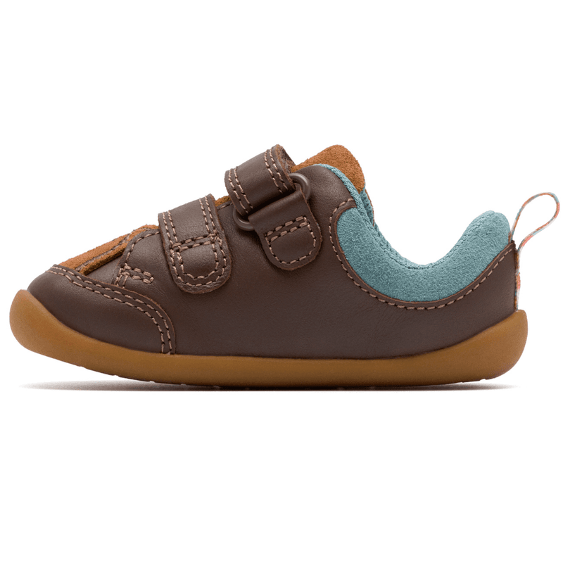 Infant Boys Clarks Roamer Eden Chestnut Brown Bear 2 Strap Pre Walker Shoes - Chestnut