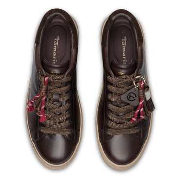 Womens Tamaris 23775 Mocca Laced Trainers - Mocca